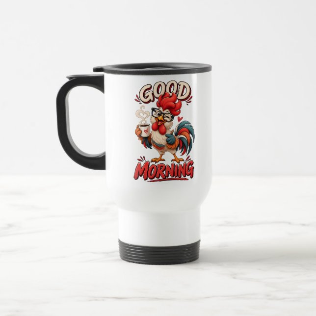 Cute Cartoon Chicken with Mug | (Left)