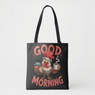 Cute Cartoon Chicken with Mug Tote Bag