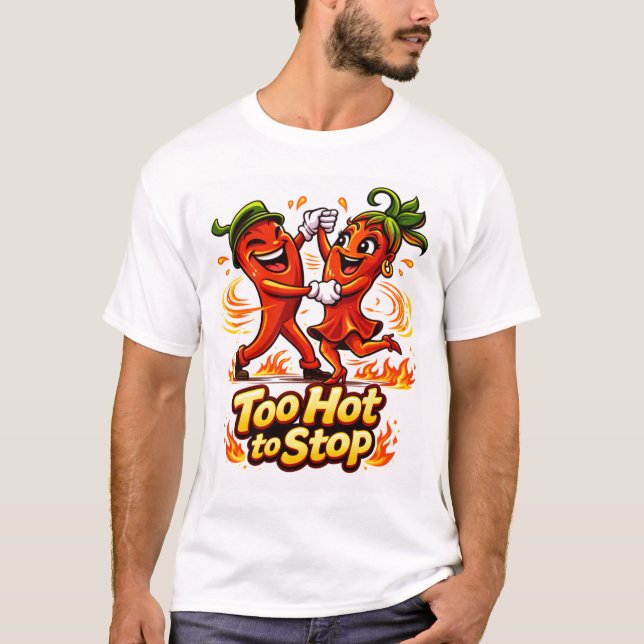 Cute cartoon chilli pepper dancing salsa T-Shirt (Front)