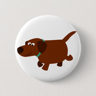 Cute Cartoon Chocolate Labrador Button Badge