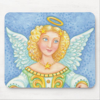 Cute Cartoon Christmas Angel Halo with Joy Banner Mouse Pad