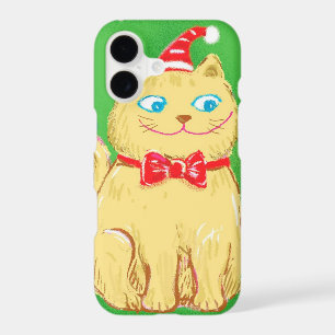 Cute Cartoon Christmas Cat with Santa Hat