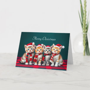 Cute Cartoon Christmas Cats Pet Lover Card