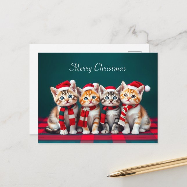 Cute Cartoon Christmas Cats Pet LoverPostcard Postcard (Front/Back In Situ)