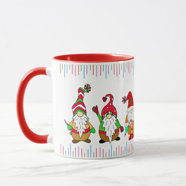 Cute Cartoon Christmas Gnomes Mug (Left)