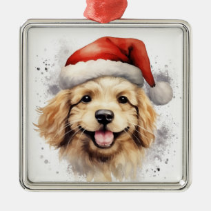 CUTE CARTOON CHRISTMAS GOLDEN RETRIEVER DOG METAL TREE DECORATION
