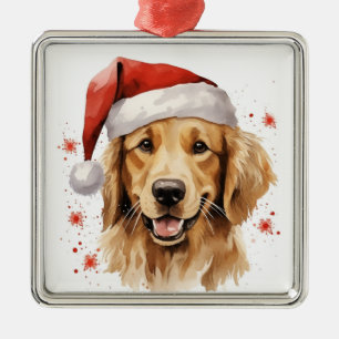 CUTE CARTOON CHRISTMAS GOLDEN RETRIEVER DOG METAL TREE DECORATION