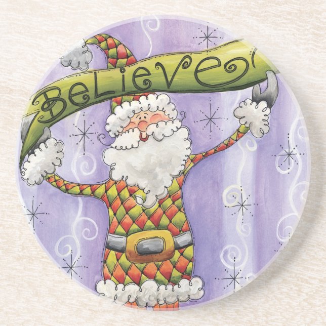 Cute Cartoon Christmas, I Believe in Santa Claus Coaster (Front)