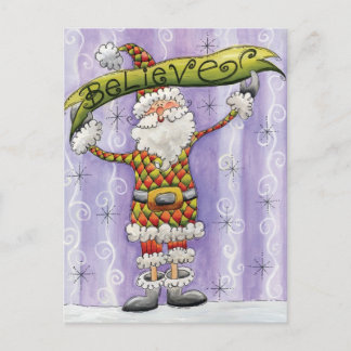 Cute Cartoon Christmas, I Believe in Santa Claus Holiday Postcard