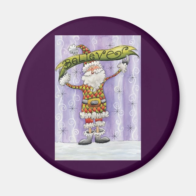 Cute Cartoon Christmas, I Believe in Santa Claus Magnet (Front)