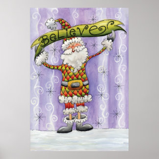 Cute Cartoon Christmas, I Believe in Santa Claus Poster