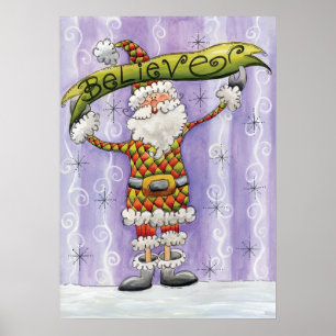 Cute Cartoon Christmas, I Believe in Santa Claus Poster