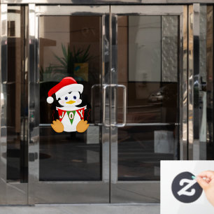 Cute Cartoon Christmas Penguin Window Cling