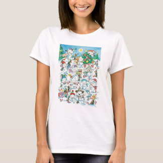 Cute Cartoon Christmas Polar Bear Penguin Party T-Shirt