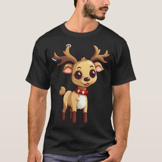 Cute Cartoon Christmas Reindeer T-Shirt