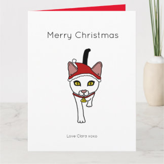 Cute cartoon Christmas Santa Cat Card