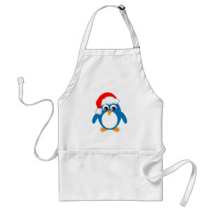 Cute Cartoon Christmas Santa Penguin Standard Apron