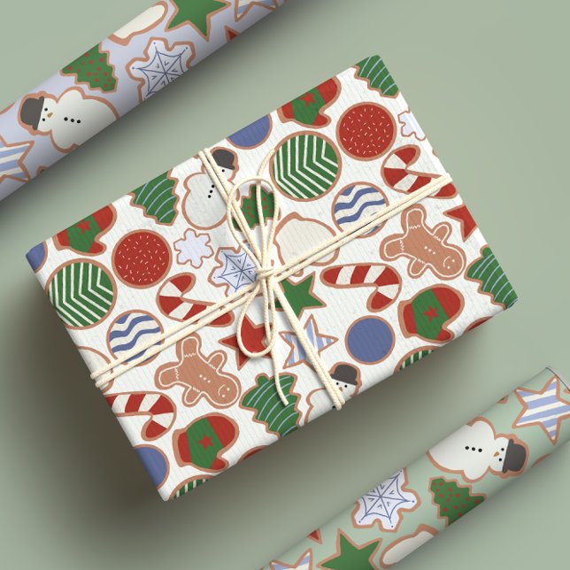 Cute Cartoon Christmas Sugar Cookie Wrapping Paper Sheet (Creator Uploaded)