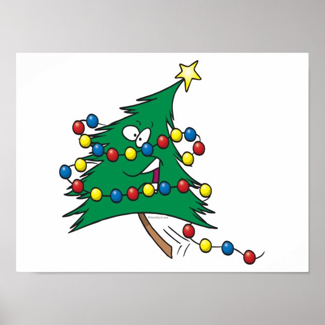 cute cartoon christmas tree character poster (Front)