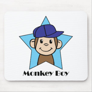 Cute Cartoon Clip Art Happy Monkey in Star w Hat Mouse Pad