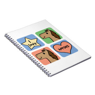 Cute Cartoon Clip Art I Love Horses Notebook