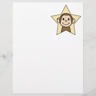 Cute Cartoon Clip Art Monkey with Grin Smile Star