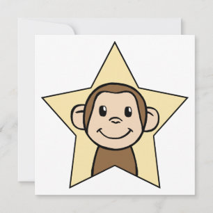 Cute Cartoon Clip Art Monkey with Grin Smile Star