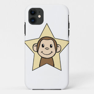 Cute Cartoon Clip Art Monkey with Grin Smile Star iPhone 11 Case