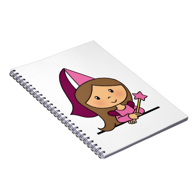 Cute Cartoon Clip Art Princess in a Pink Dress Spiral Notebook (Right Side)