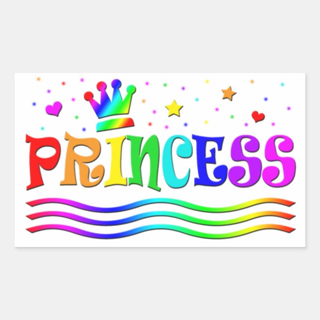 Cute Cartoon Clip Art Rainbow Princess Tiara Rectangular Sticker (Front)