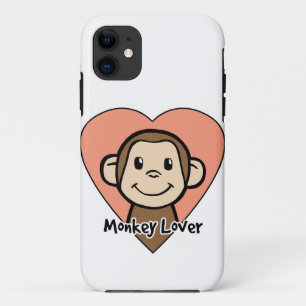 Cute Cartoon Clip Art Smile Monkey Love in Heart Case-Mate iPhone Case