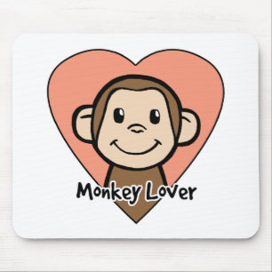Cute Cartoon Clip Art Smile Monkey Love in Heart Mouse Pad