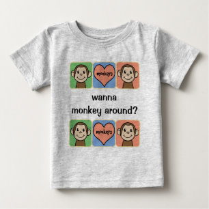 Cute Cartoon Clip Art Wanna Monkey Around? Baby T-Shirt