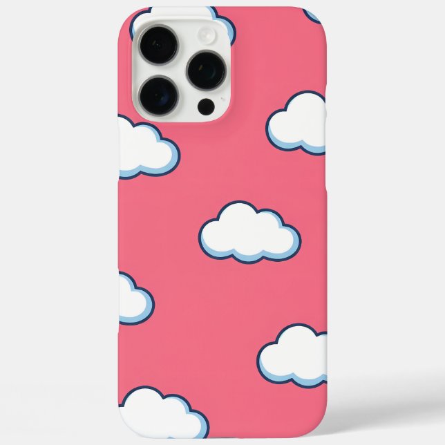 Cute Cartoon Cloud Pattern on Pink Case-Mate iPhone Case (Back)