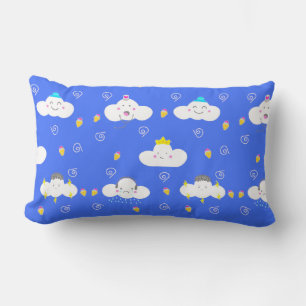 Cute Cartoon Clouds with Emotions Lumbar Cushion