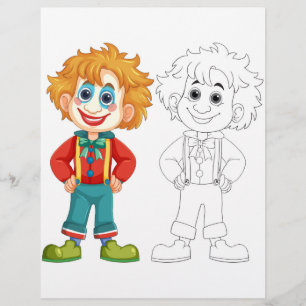 Cute Cartoon clown man colouring page