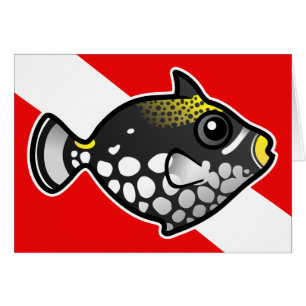 Cute Cartoon Clown Triggerfish Dive Flag