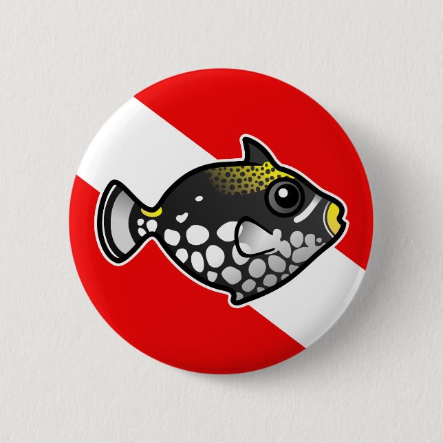 Cute Cartoon Clown Triggerfish Dive Flag 6 Cm Round Badge (Front)