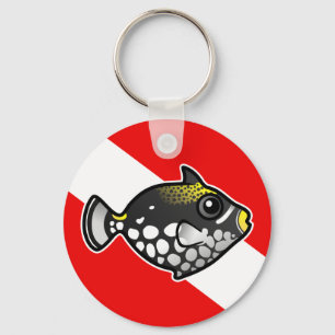 Cute Cartoon Clown Triggerfish Dive Flag Key Ring