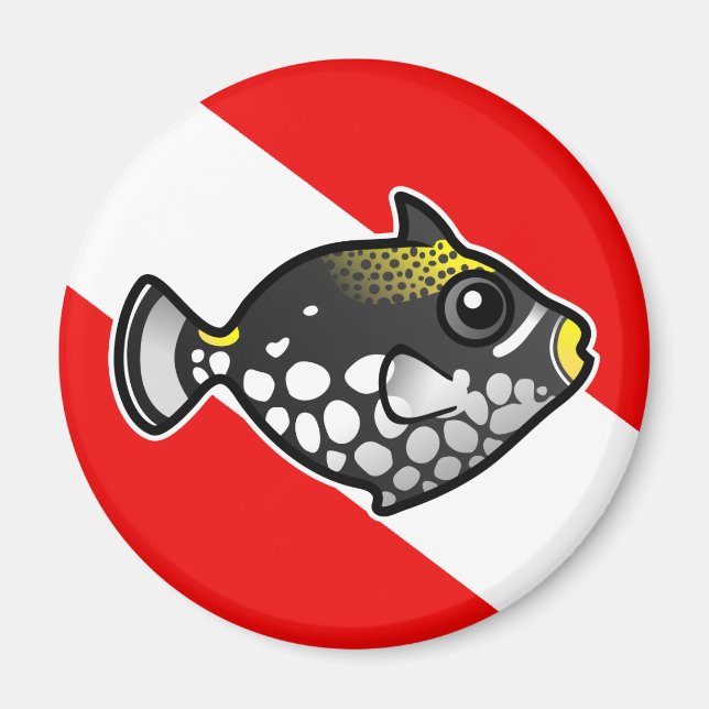 Cute Cartoon Clown Triggerfish Dive Flag Magnet (Front)