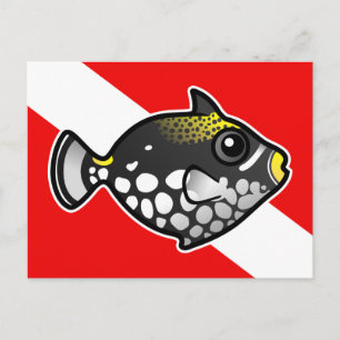 Cute Cartoon Clown Triggerfish Dive Flag Postcard
