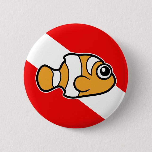 Cute Cartoon Clownfish Dive Flag 6 Cm Round Badge (Front)