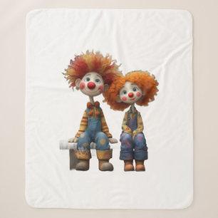 Cute Cartoon Clowns Fleece Baby Blanket