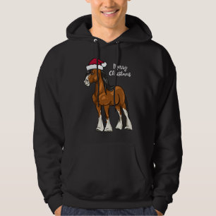 Cute Cartoon Clydesdale Draught Horse Christmas Hoodie