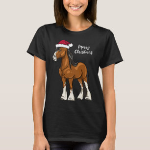 Cute Cartoon Clydesdale Draught Horse Christmas T-Shirt