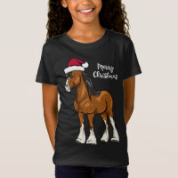 Cute Cartoon Clydesdale Draught Horse Christmas