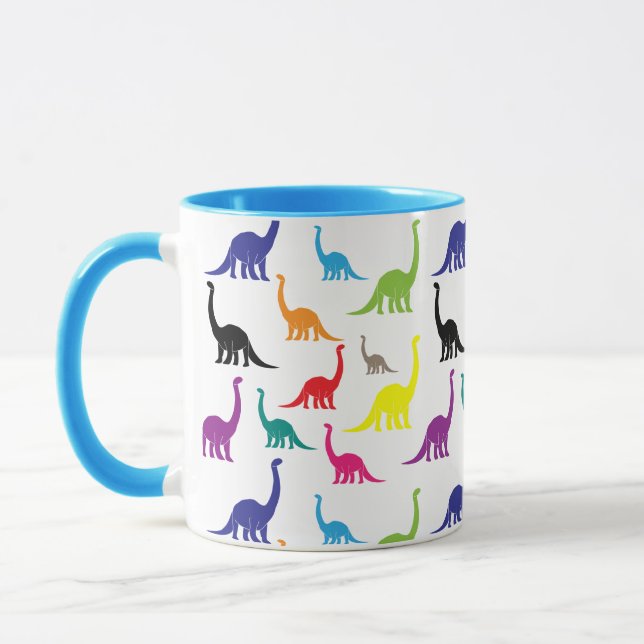 Cute Cartoon Colourful Dinosaur Pattern Jurassic Mug (Left)