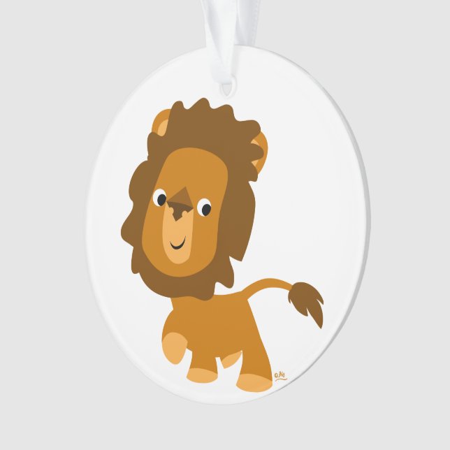Cute Cartoon Content Lion Acrylic Ornament (Front)