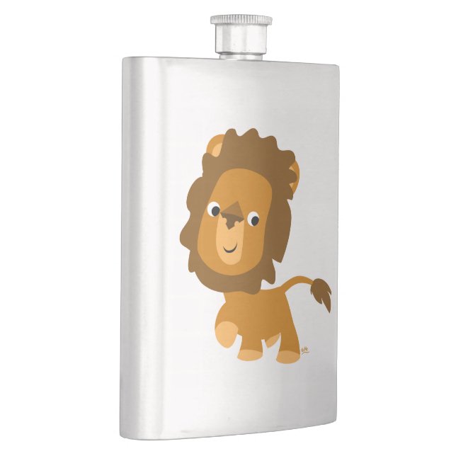 Cute Cartoon Content Lion Classic Flask (Right)