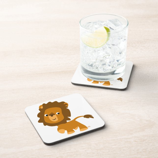 Cute Cartoon Content Lion Coasters Set (Right Side)